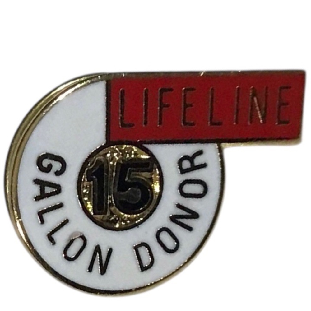 Lifeline 15 Gallon Donor Pin Blood Drive Enamel Red Brooch Tac